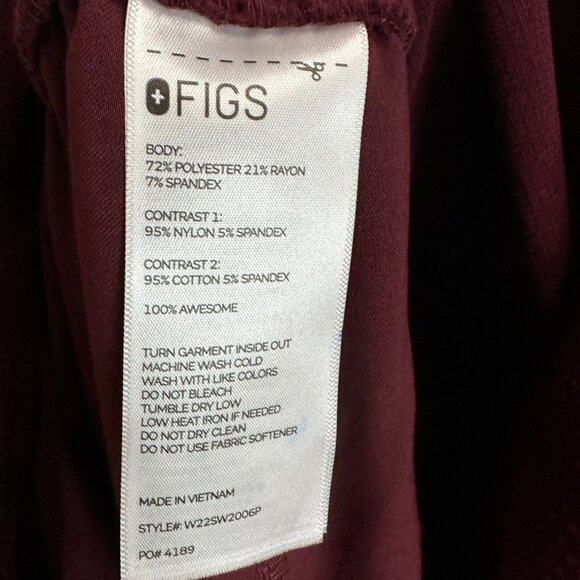 FIGS Women’s Technical Collection Burgundy Scrub Jogging Maternity Pants Large - Picture 15 of 15